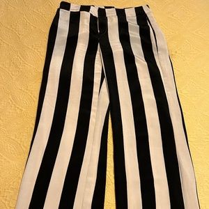 Striped Faux Silk Pants